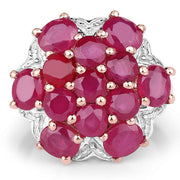 Bids.com 14K Rose Gold Plated 4.52 Carat Genuine Glass Filled Ruby .925 Sterling Silver Ring Rings