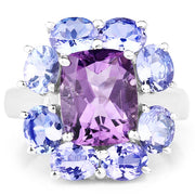 Bids.com 5.24 Carat Genuine Amethyst & Tanzanite .925 Sterling Silver Ring Rings