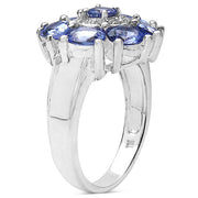 Bids.com 2.58 Carat Genuine Tanzanite & White Topaz .925 Sterling Silver Ring Rings