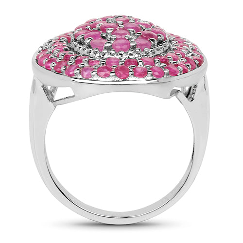Bids.com 3.11 Carat Genuine Ruby .925 Sterling Silver Ring Rings