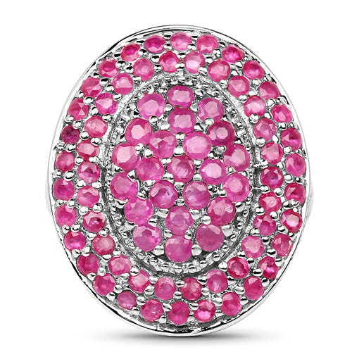 Bids.com 3.11 Carat Genuine Ruby .925 Sterling Silver Ring Rings
