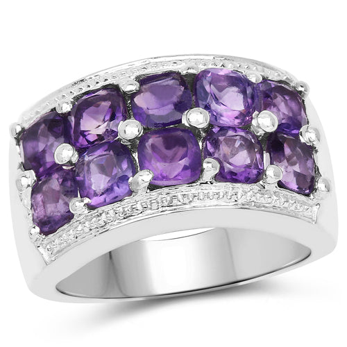 Bids.com 2.80 Carat Genuine Amethyst .925 Sterling Silver Ring Rings
