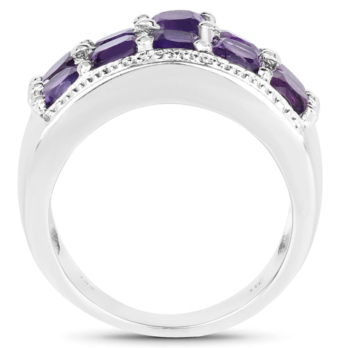 Bids.com 2.80 Carat Genuine Amethyst .925 Sterling Silver Ring Rings