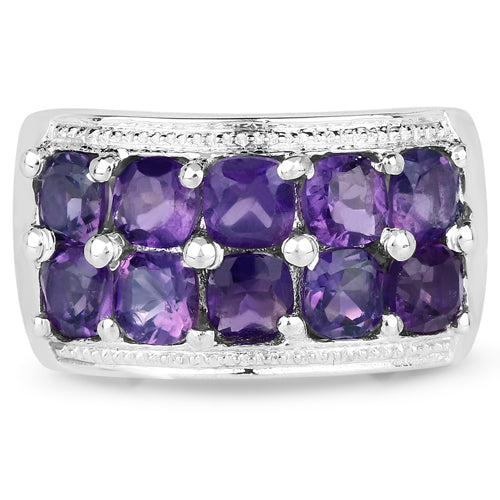 Bids.com 2.80 Carat Genuine Amethyst .925 Sterling Silver Ring Rings
