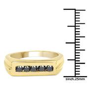 Bids.com 14K Yellow Gold Plated 0.50 Carat Genuine Black Diamond .925 Sterling Silver Ring Rings