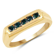 Bids.com 14K Yellow Gold Plated 0.50 Carat Genuine Blue Diamond .925 Sterling Silver Ring Rings