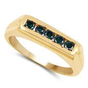 Bids.com 14K Yellow Gold Plated 0.50 Carat Genuine Blue Diamond .925 Sterling Silver Ring Rings