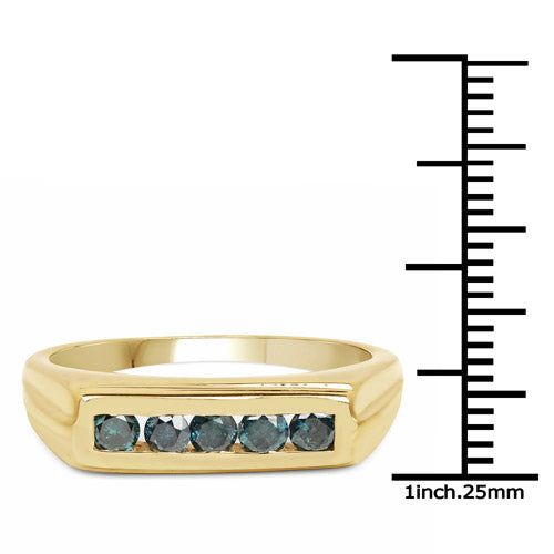 Bids.com 14K Yellow Gold Plated 0.50 Carat Genuine Blue Diamond .925 Sterling Silver Ring Rings