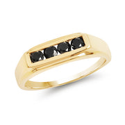 Bids.com 14K Yellow Gold Plated 0.48 Carat Genuine Black Diamond .925 Sterling Silver Ring Rings