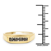 Bids.com 14K Yellow Gold Plated 0.48 Carat Genuine Black Diamond .925 Sterling Silver Ring Rings