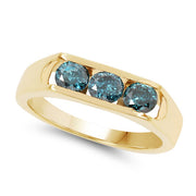 Bids.com 14K Yellow Gold Plated 0.90 Carat Genuine Blue Diamond .925 Sterling Silver Ring Rings