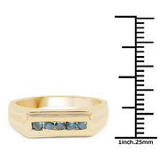 Bids.com 14K Yellow Gold Plated 0.25 Carat Genuine Blue Diamond .925 Sterling Silver Ring Rings