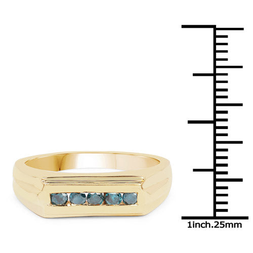 Bids.com 14K Yellow Gold Plated 0.25 Carat Genuine Blue Diamond .925 Sterling Silver Ring Rings