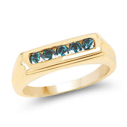 Bids.com 14K Yellow Gold Plated 0.40 Carat Genuine Blue Diamond .925 Sterling Silver Ring Rings