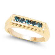 Bids.com 14K Yellow Gold Plated 0.40 Carat Genuine Blue Diamond .925 Sterling Silver Ring Rings
