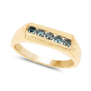 Bids.com 14K Yellow Gold Plated 0.35 Carat Genuine Blue Diamond .925 Sterling Silver Ring Rings