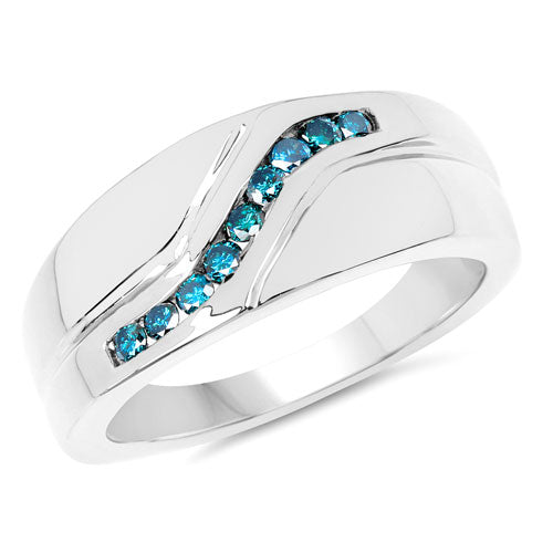 Bids.com 0.27 Carat Genuine Blue Diamond .925 Sterling Silver Ring Rings