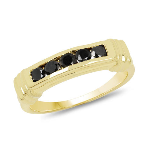 Bids.com 0.50 Carat Genuine Black Diamond .925 Sterling Silver Ring Rings