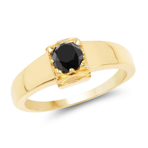 Bids.com 0.50 Carat Genuine Black Diamond .925 Sterling Silver Ring Rings
