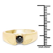 Bids.com 14K Yellow Gold Plated 0.25 Carat Genuine Black Diamond .925 Sterling Silver Ring Rings