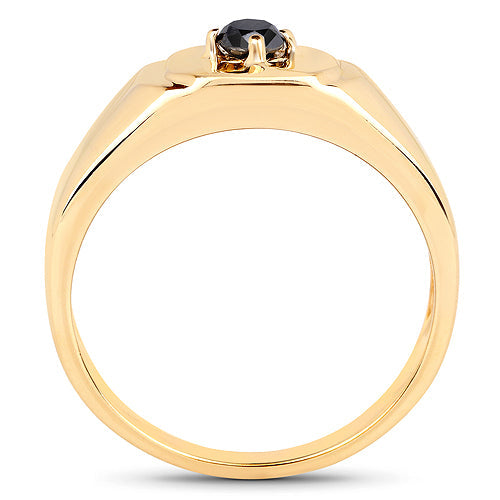 Bids.com 14K Yellow Gold Plated 0.20 Carat Genuine Black Diamond .925 Sterling Silver Ring Rings