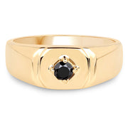 Bids.com 14K Yellow Gold Plated 0.20 Carat Genuine Black Diamond .925 Sterling Silver Ring Rings