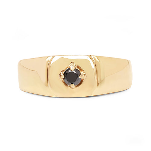 Bids.com 14K Yellow Gold Plated 0.20 Carat Genuine Black Diamond .925 Sterling Silver Ring Rings