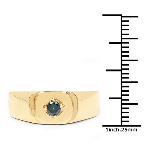 Bids.com 14K Yellow Gold Plated 0.20 Carat Genuine Blue Diamond .925 Sterling Silver Ring Rings