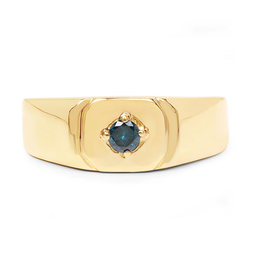 Bids.com 14K Yellow Gold Plated 0.20 Carat Genuine Blue Diamond .925 Sterling Silver Ring Rings