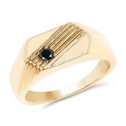 Bids.com 14K Yellow Gold Plated 0.12 Carat Genuine Black Diamond .925 Sterling Silver Ring Rings