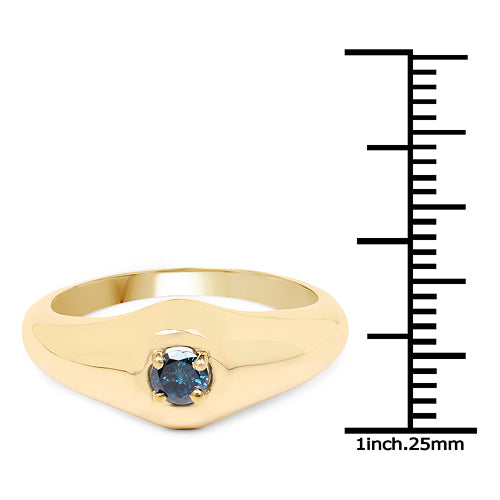 Bids.com 14K Yellow Gold Plated 0.20 Carat Genuine Blue Diamond .925 Sterling Silver Ring Rings
