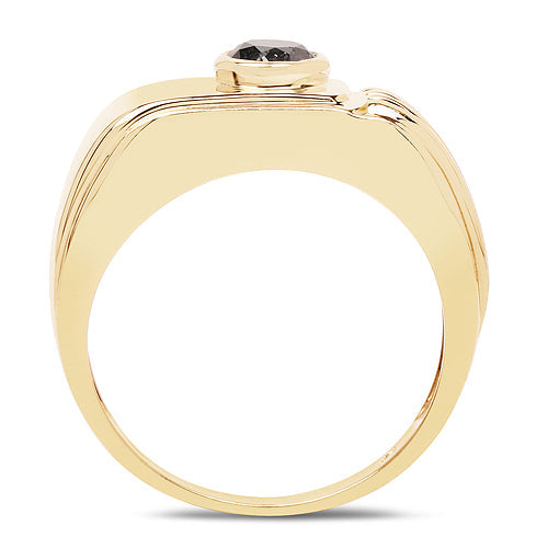 Bids.com 14K Yellow Gold Plated 0.25 Carat Genuine Black Diamond .925 Sterling Silver Ring Rings