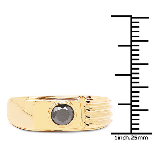 Bids.com 14K Yellow Gold Plated 0.25 Carat Genuine Black Diamond .925 Sterling Silver Ring Rings
