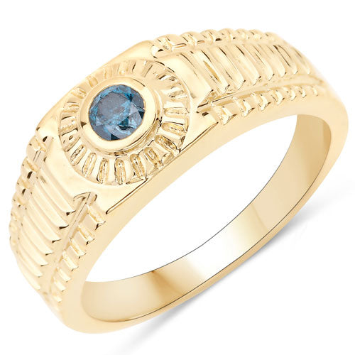Bids.com 0.20 Carat Genuine Blue Diamond .925 Sterling Silver Ring Rings