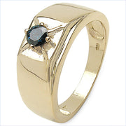 Bids.com 14K Yellow Gold Plated 0.25 Carat Genuine Blue Diamond .925 Sterling Silver Ring Rings