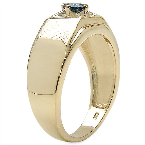Bids.com 14K Yellow Gold Plated 0.25 Carat Genuine Blue Diamond .925 Sterling Silver Ring Rings