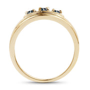 Bids.com 14K Yellow Gold Plated 0.33 Carat Genuine Blue Diamond .925 Sterling Silver Ring Rings