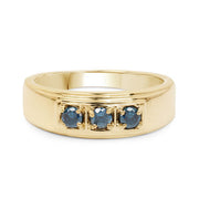 Bids.com 14K Yellow Gold Plated 0.33 Carat Genuine Blue Diamond .925 Sterling Silver Ring Rings