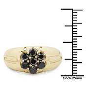 Bids.com 14K Yellow Gold Plated 0.98 Carat Genuine Black Diamond .925 Sterling Silver Ring Rings