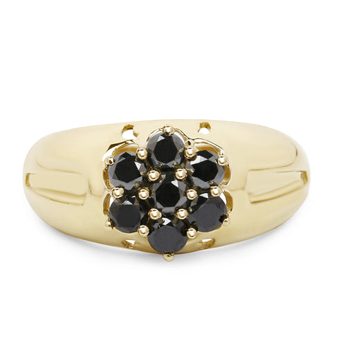 Bids.com 14K Yellow Gold Plated 0.98 Carat Genuine Black Diamond .925 Sterling Silver Ring Rings