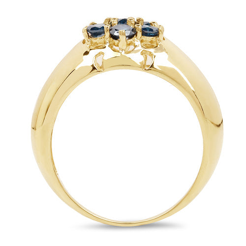 Bids.com 14K Yellow Gold Plated 0.98 Carat Genuine Blue Diamond .925 Sterling Silver Ring Rings