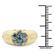 Bids.com 14K Yellow Gold Plated 0.98 Carat Genuine Blue Diamond .925 Sterling Silver Ring Rings
