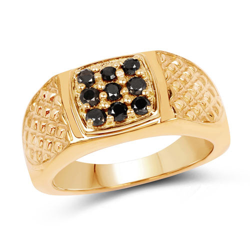 Bids.com 0.40 Carat Genuine Black Diamond .925 Sterling Silver Ring Rings