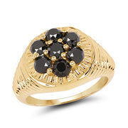 Bids.com 14K Yellow Gold Plated 1.40 Carat Genuine Black Diamond .925 Sterling Silver Ring Rings