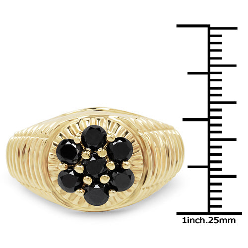 Bids.com 14K Yellow Gold Plated 1.40 Carat Genuine Black Diamond .925 Sterling Silver Ring Rings