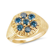 Bids.com 14K Yellow Gold Plated 1.40 Carat Genuine Blue Diamond .925 Sterling Silver Ring Rings