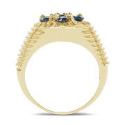 Bids.com 14K Yellow Gold Plated 1.40 Carat Genuine Blue Diamond .925 Sterling Silver Ring Rings