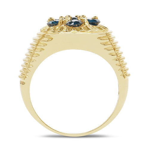 Bids.com 14K Yellow Gold Plated 1.40 Carat Genuine Blue Diamond .925 Sterling Silver Ring Rings