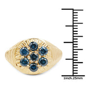 Bids.com 14K Yellow Gold Plated 1.40 Carat Genuine Blue Diamond .925 Sterling Silver Ring Rings