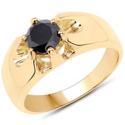 Bids.com 14K Yellow Gold Plated 1.00 Carat Genuine Black Diamond .925 Sterling Silver Ring Rings